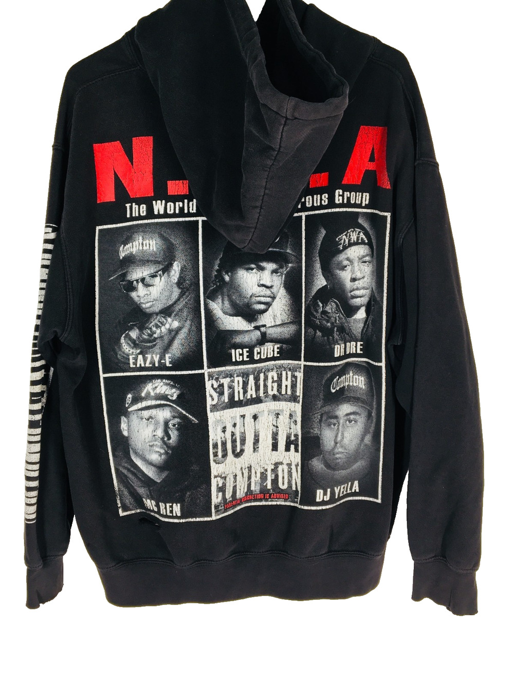 NWA Straight Outta Compton 1988-1990 Vintage Rap Hoodie Distressed Size XXL